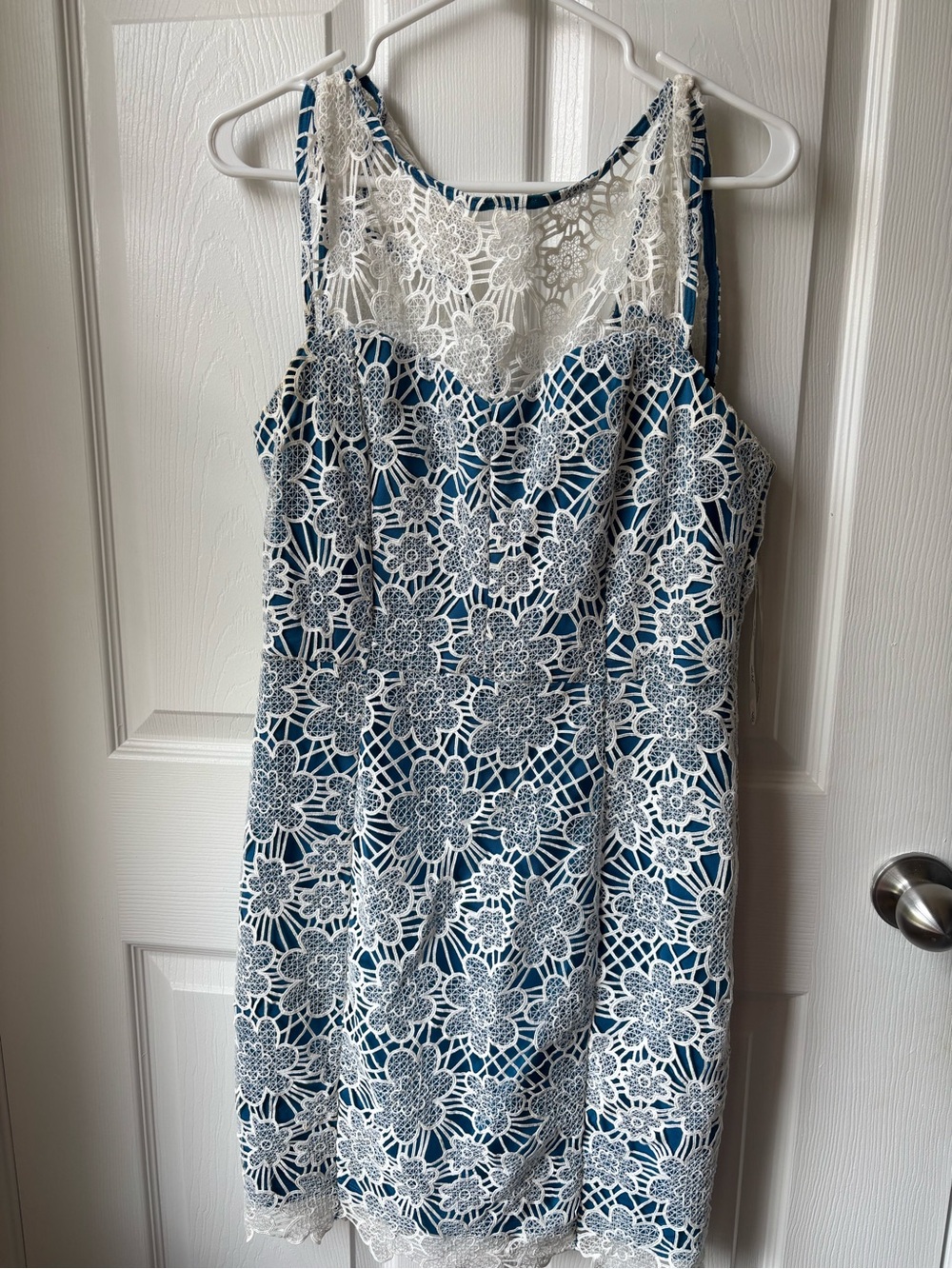 Nikibiki Teal Blue Dress with White Lace Trim